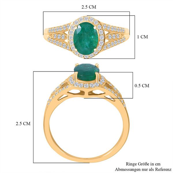 AAA Kagem sambischer Smaragd und Diamant-Ring in 585 Gelbgold - 1,56 ct. image number 4