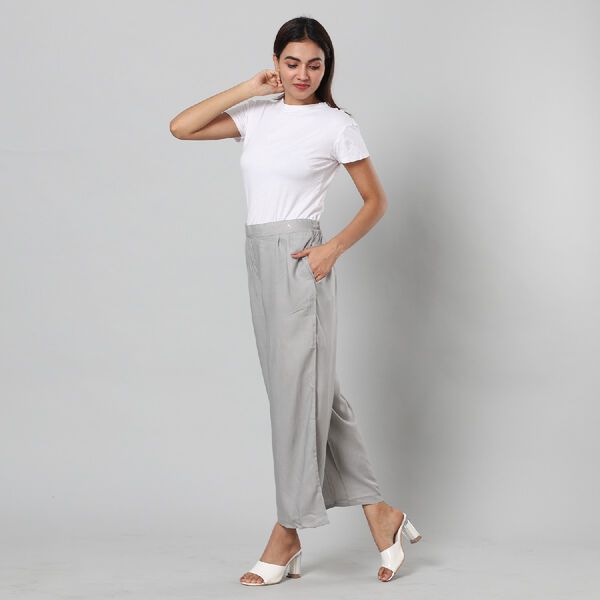 Einfarbige Palazzo Hose, Gr&ouml;&szlig;e XXL, Grau  image number 2