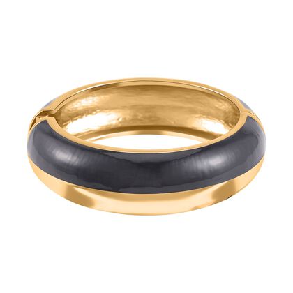 Emaillierter Armreif, Elegantes Design, 19 cm, ca. 64g, schwarz