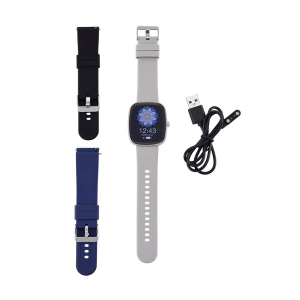 V510 Smartwatch, 4-in-1 Set, 1x Smartwatch, 3x Wechselarmb&auml;nder, Wasserdichtes Geh&auml;use, Silikonband, Blau