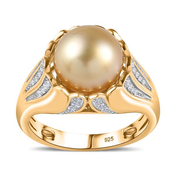 AA goldener S&uuml;dseeperle und Zirkon-Ring image number 6