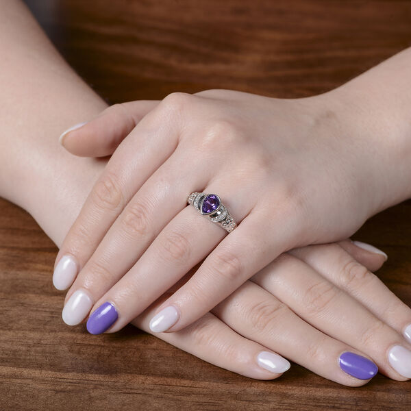 Uruguay Amethyst und Zirkon Ring Rhodium-&Uuml;berzug image number 3