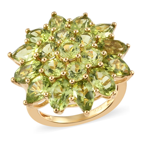 Nat&uuml;rlicher Peridot-Ring, 925 Silber vergoldet  ca. 7,90 ct image number 4