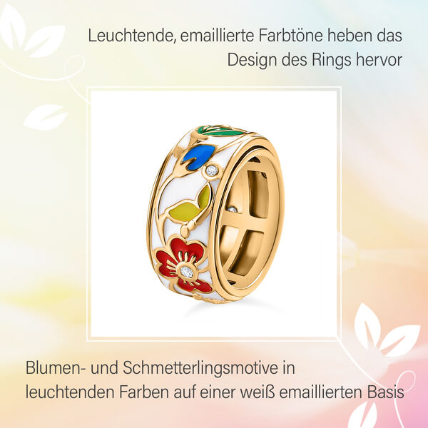 Bunte Bl&uuml;ten Diamant emaillierter Anti-Stress-Spinning-Ring image number 6