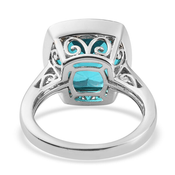 Capri Blau Triplett Quarz Solit&auml;r Ring 925 Silber Platin-&Uuml;berzug image number 6