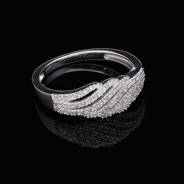 Weißer Diamant Ring, 925 Silber platiniert (Größe 20.00) ca. 0.33 ct image number 2