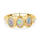 Natürlicher, äthiopischer Opal und weißer Zirkon-Ring, 925 Silber vergoldet  ca. 0,95 ct image number 0