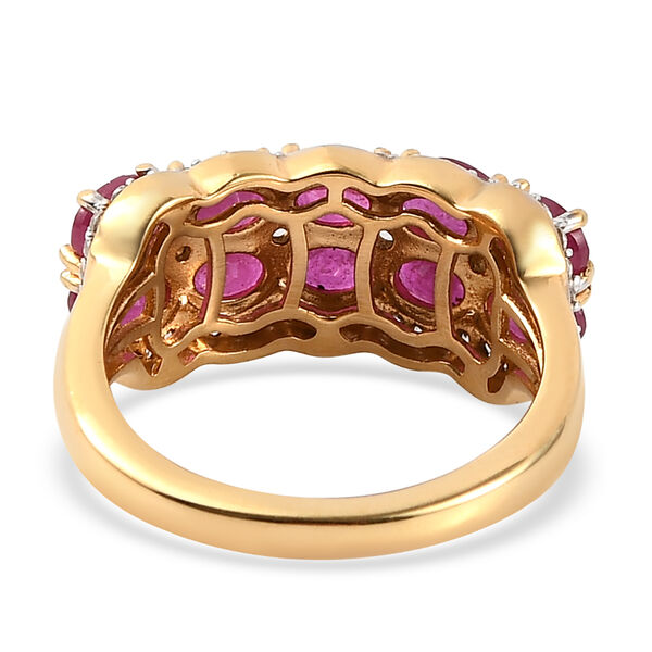 Afrikanischer Rubin und wei&szlig;er Zirkon-Ring, (Fissure gef&uuml;llt), 925 Silber vergoldet image number 6