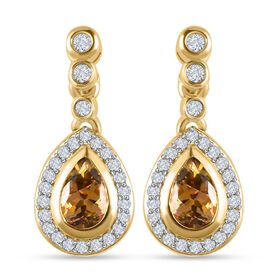 Natürliche, goldene Tansanit und Zirkon-Ohrringe - 1,24 ct.