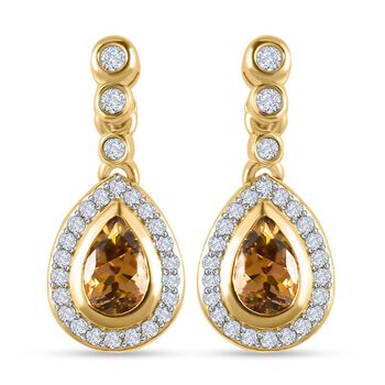 Nat&uuml;rliche, goldene Tansanit und Zirkon-Ohrringe - 1,24 ct.