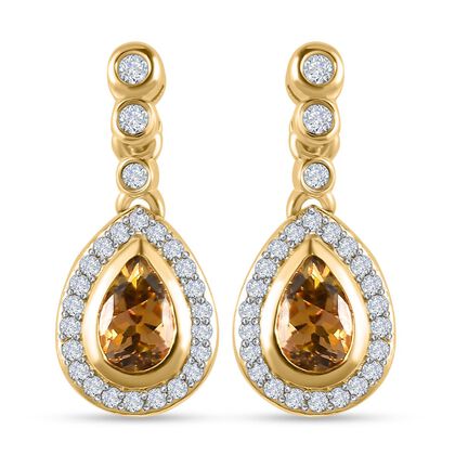 Natürliche, goldene Tansanit und Zirkon-Ohrringe - 1,24 ct.