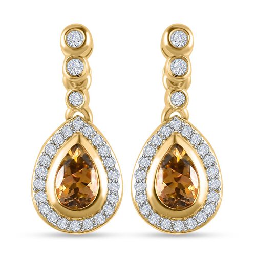 Natürliche, goldene Tansanit und Zirkon-Ohrringe - 1,24 ct. image number 0