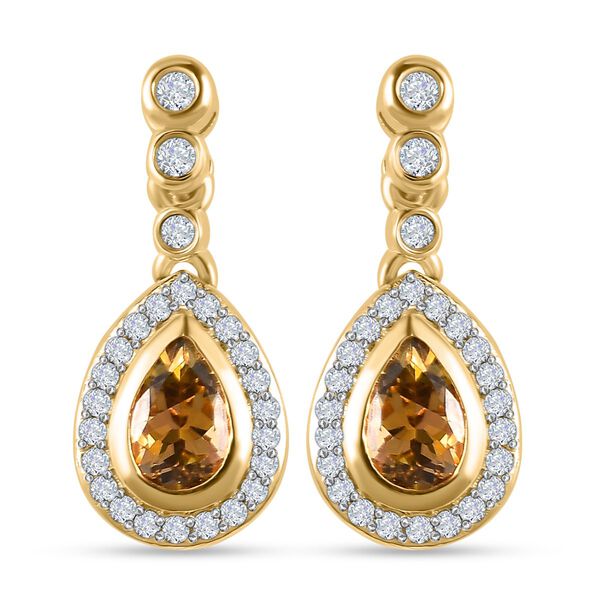 Natürliche, goldene Tansanit und Zirkon-Ohrringe - 1,24 ct. image number 0