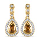 Natürliche goldene Tansanit und weiße Zirkon Ohrringe, 925 Silber Gelbgold Vermeil ca. 1.24 ct