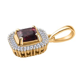 AAAA Rubellit und Diamant Anh&auml;nger in 585 Gold - 0,94 ct.