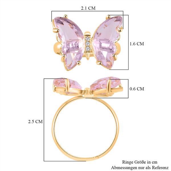 Flexibler weißer Zirkonia und rosa Kristall-Ring (16,50-19,50) image number 6