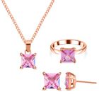 Rosa Zirkonia Schmuckset Reiner Edelstahl IP Rosa Plattierung