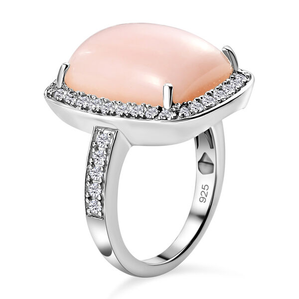 Rosa Opal und weißer Zirkon-Ring, 925 Silber platiniert  ca. 9,08 ct image number 5