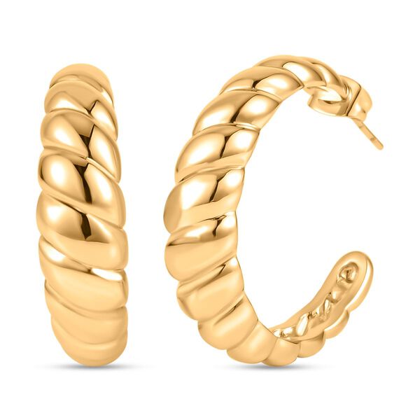 EVER TRUE Designer inspirierter gedrehter 19cm Armreif und Creolen in Goldton image number 12