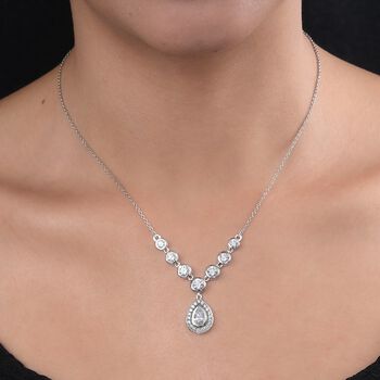 LUSTRO STELLA Hergestellt mit ZIRKONIA Halskette ca. 45 cm lange 925 Silber Platin-&Uuml;berzug 5.46 ct