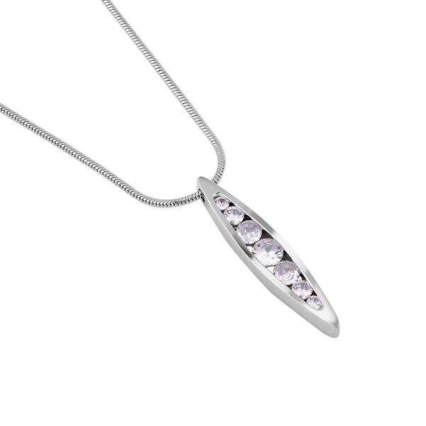 Weiße Zirkonia Halskette, ca. 70 cm, Silberfarben image number 3