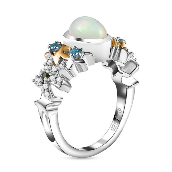 GP Sea Life Kollektion- AA &auml;thiopischer Welo Opal, Chromdiopsid, Neon Apatit, Zirkon und blauer Saphir-Ring - 1,30 ct image number 6