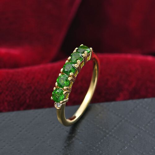 D’joy Natürlicher Chromdiopsid, Moissanit Ring 925 Silber vergoldet (Größe 21.00) ca. 1,00 ct image number 1