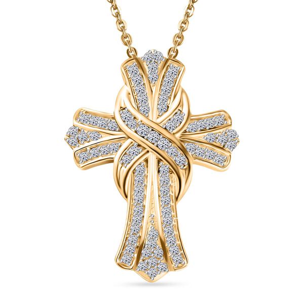 LUXURIANT VS Labor Diamant Anhänger mit 50cm Kette, 925 Silber 750 Gelbgold Vermeil - 0,51 ct. image number 0