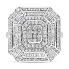 Weißer Diamant P Ring, 925 Silber platiniert (Größe 21.00), ca. 1.50 ct
