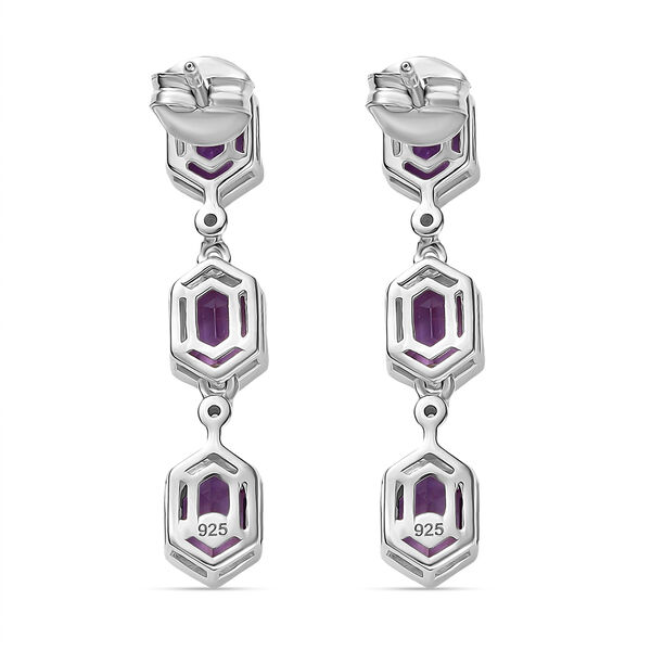 AA Rose De France Amethyst, Wei&szlig;er Zirkon Ohrringe 925 Silber platiniert ca. 3,63 ct. image number 5