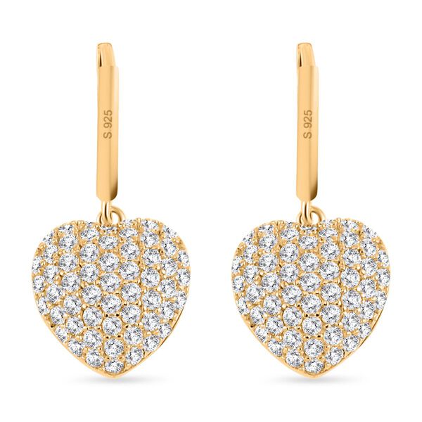 Wei&szlig;e Muschelkernperle und Zirkonia-Ohrringe, 925 Silber vergoldet - 1 ct. image number 5