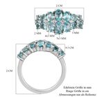 Blauer Apatit und Zirkon Cluster Ring 925 Silber Platin-Überzug image number 6
