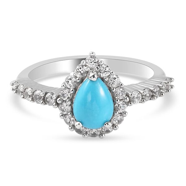 Natürlicher Sleeping Beauty Türkis und Zirkon Halo Ring 925 Silber Platin-Überzug image number 6