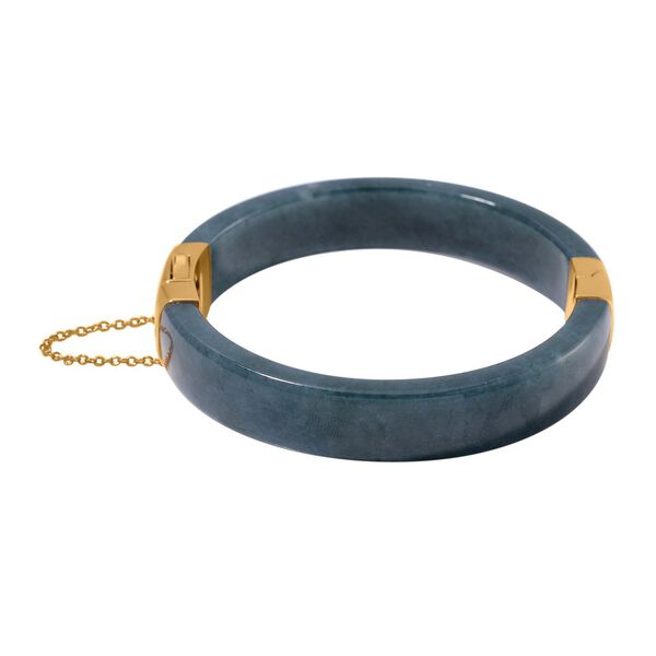 EXTREM SELTEN - Nat&uuml;rlicher Olmek Jadeit Armreif ca. 19 cm 925 Silber vergoldet ca. 250.00 ct image number 3