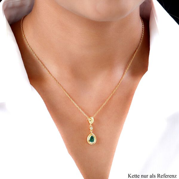 Kagem sambischer Smaragd und Zirkon-Anh&auml;nger, 925 Silber vergoldet, 0,69 ct. image number 2