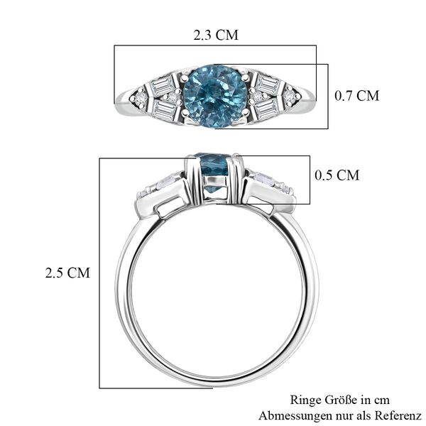 D'Joy AA Blauer Zirkon, Weißer Zirkon Ring 925 Silber rhodiniert (Größe 17.00) ca. 1,68 ct image number 6
