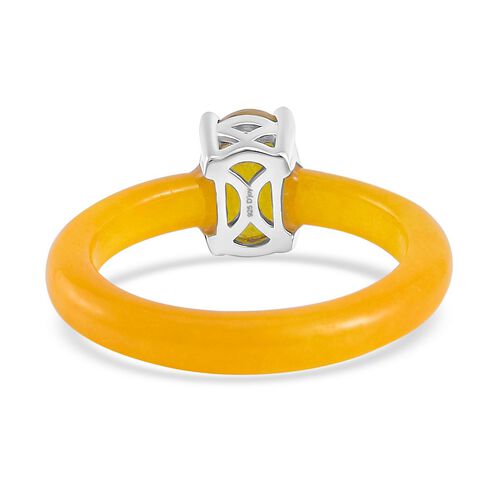 Gelbe Jade, Fissure gefüllt gelber Saphir Ringe 925 Silber rhodiniert (Größe 16.00) ca. 9.82 ct image number 5