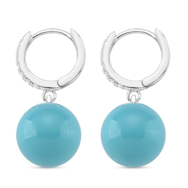 Sleeping Beauty t&uuml;rkisfarbene Muschelkernperle und Zirkonia Ohrringe image number 4