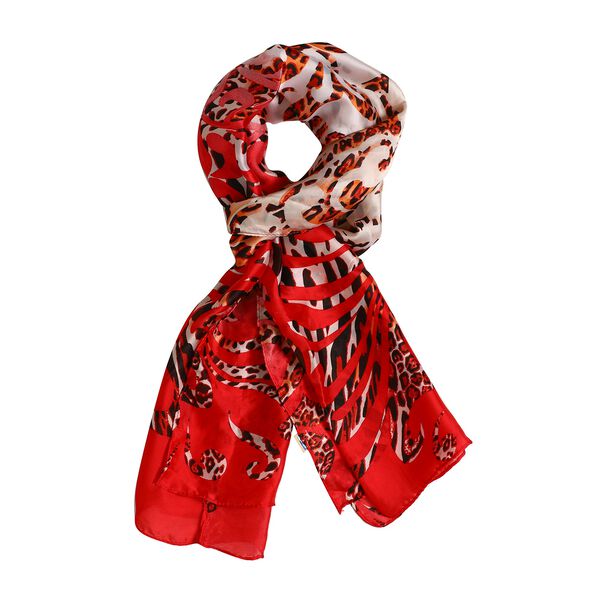 100 % nat&uuml;rlicher Satin Seiden Schal, 165x50 cm, Rot image number 4