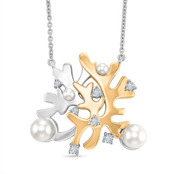 EverTrue S&uuml;&szlig;wasser Perle und Zirkon 50cm zweifarbige Halskette