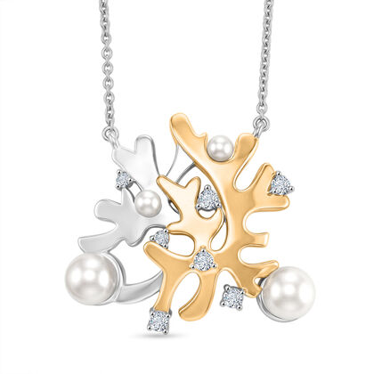 EVER TRUE S&uuml;&szlig;wasser Perle (4mm, 7-7.5 mm) Halskette ca. 50 cm Nickelfreies Messing Bicolor