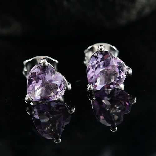 Rosa Amethyst Ohrringe, 925 Silber platiniert - 2,18 ct. image number 1