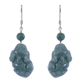 EXTREM SELTEN - Natürlicher Olmek Jadeit Ohrringe 925 Silber rhodiniert ca. 36.00 ct