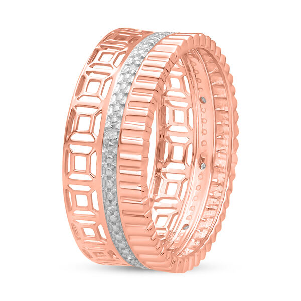 Wei&szlig;er Diamant P Ring 925 Silber Ros&eacute;gold Vermeil (Gr&ouml;&szlig;e 20.00) image number 3