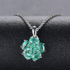 AAA Kagem sambischer Smaragd-Anhänger mit kette, 925 Silber rhodiniert ca. 1,31 ct