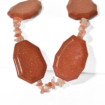 EverTrue Gold Sandstein und Sonnenstein 45cm Halskette - 490 ct.