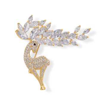 Wei&szlig;er Zirkonia, Schwarzer Zirkonia Brosche, Nickelfreies Messing