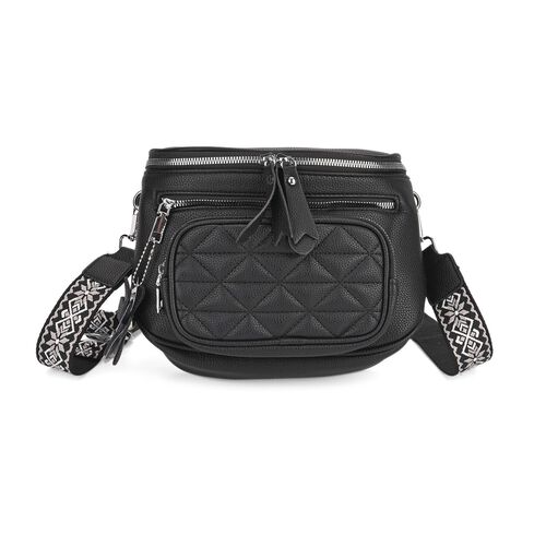 "Life style Color:black /Profile:cross body bag wall(exterior):PU   Lining(interior): polyester; Pockets(exterior):zipped-3,pocket-1; Pockets(interior):zipped-1,slid-1 Measurement:22*8*19 cm      " image number 0