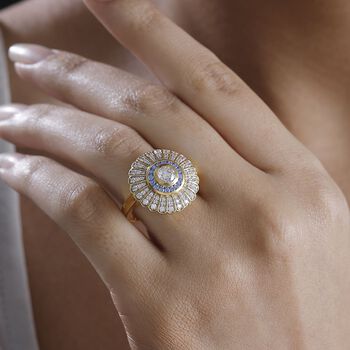 J Francis gefertigt mit SWAROVSKI- Blauer und wei&szlig;er Swarovski Zirkonia Ring