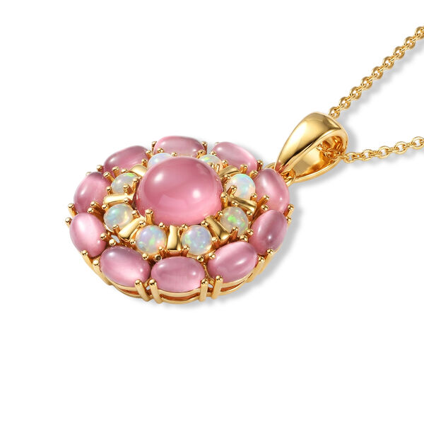 D'Joy Flamingo Mondstein und Opal Anh&auml;nger mit 50cm Kette - 7,31 ct. image number 3